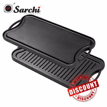 Cast Iron Preseasoned Griddle pan with stripe line on bottom